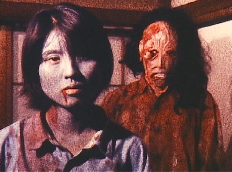 A lady being stalked by a creepy ghost