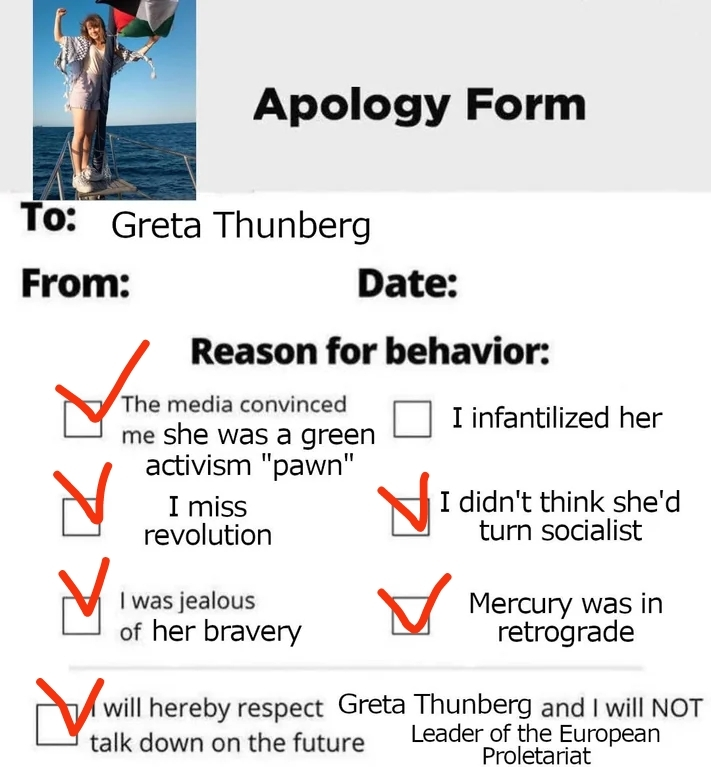apology form with almost everything ticked off