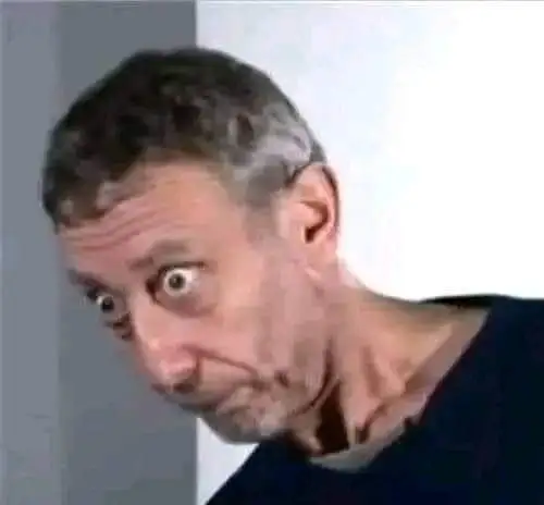 Reaction image. Michael Rosen with a befuddled expression. 