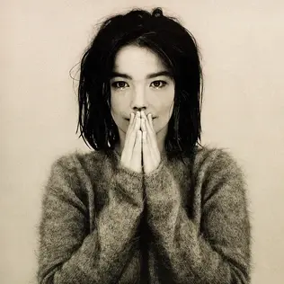 Björk making a prayer gesture 