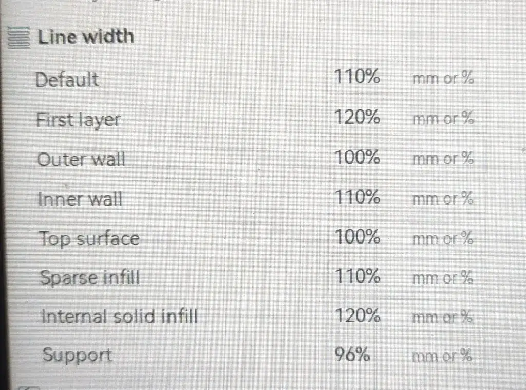 slicer settings for layer widths