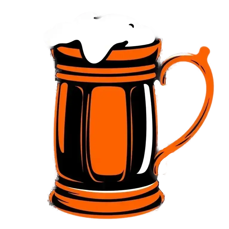Drinking Buddy: An icon of tankart of grog in orange-red, black and white colors