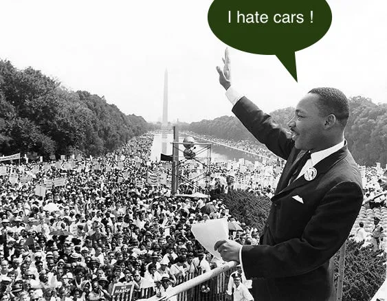 MLK saying &quot;I hate cars&quot; in front of crowd