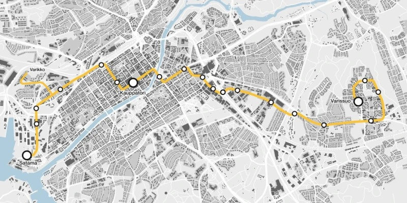 Raitiotie kartta - suunnitelma