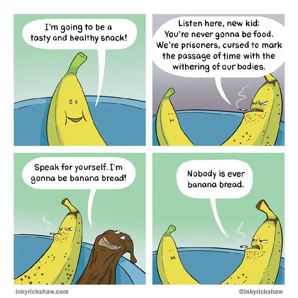 halarious and relevant comic about banana bread