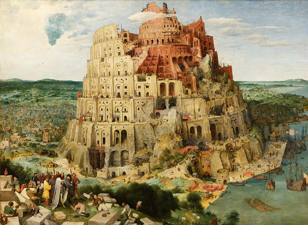 16th century painting of the tower of Babel that looks a lot like the tower in the opening of civ vi