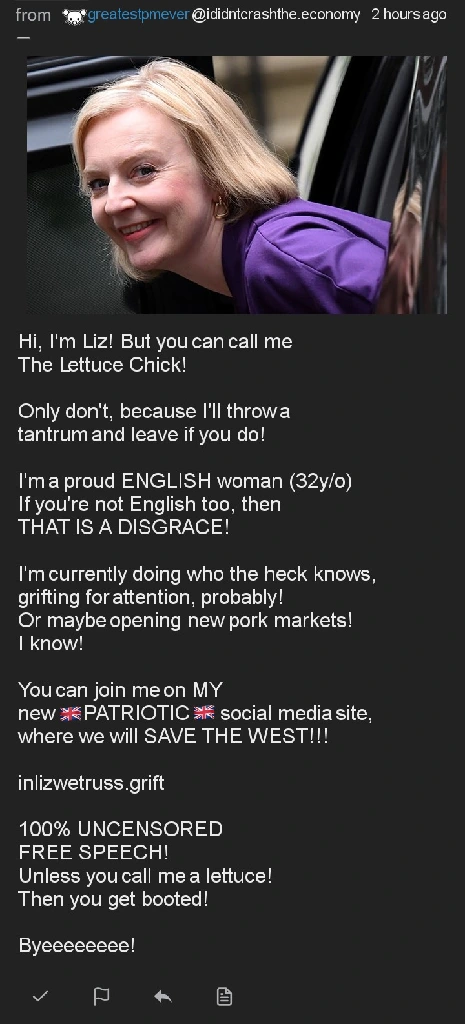 imitating the Nicole spam, but with Liz as the lettuce chick