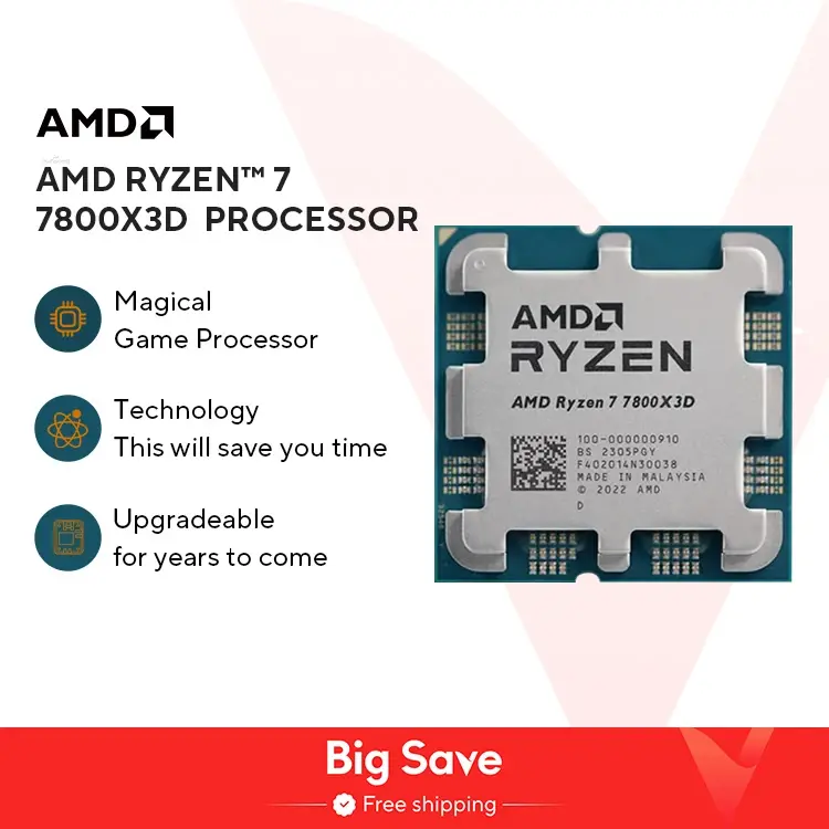 AMD Ryzen 7 7800X3D R7 7800X3D 5.0 GHz 8-Core 16-Thread CPU 5NM 96M 100-100000910 Socket AM5 New Tray Without cooler