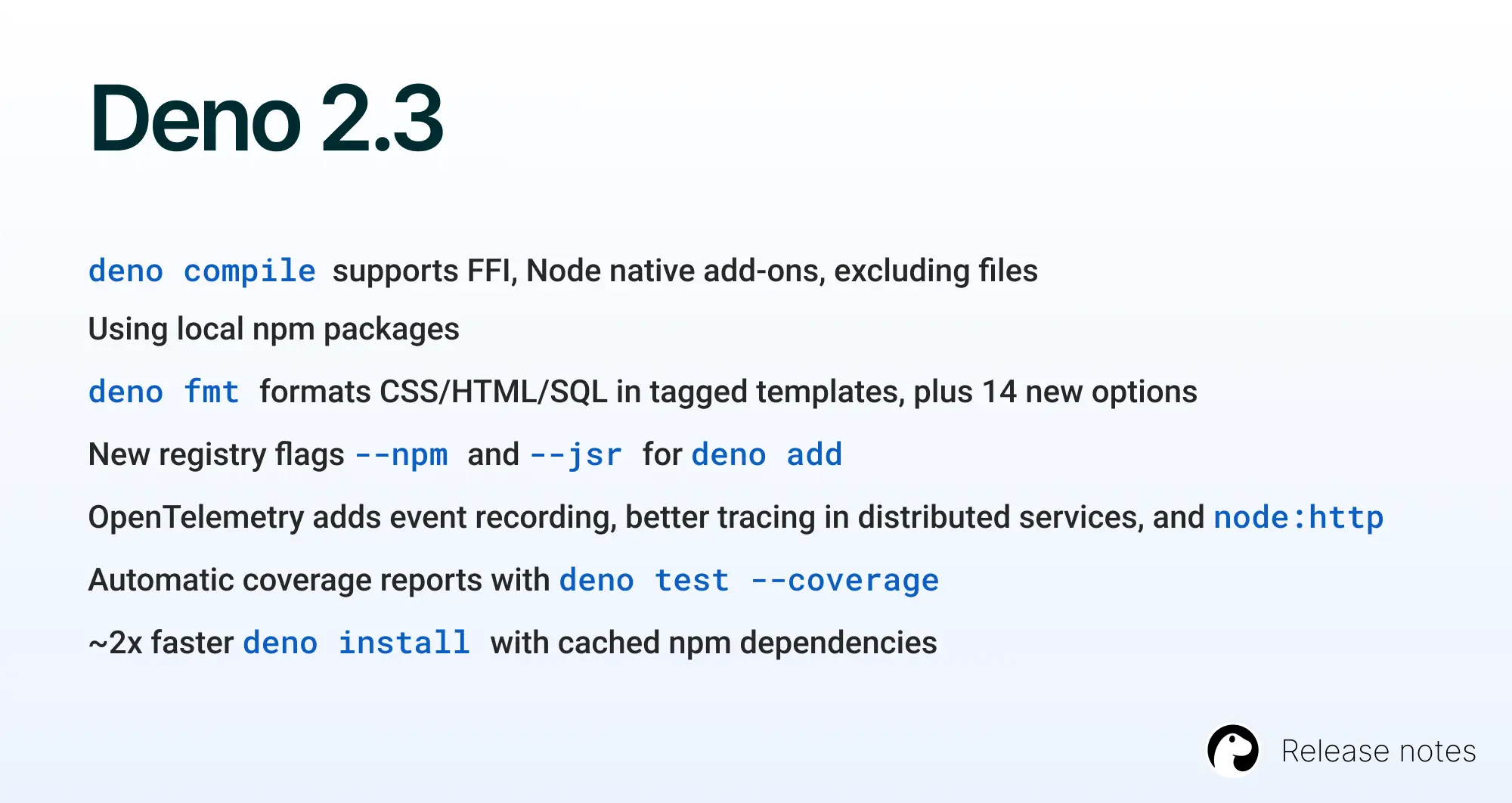 Deno 2.3: Improved deno compile, local npm packages, and more | Deno