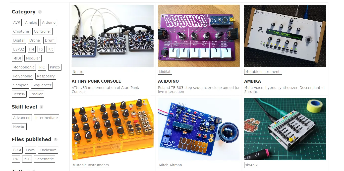 70 DIY Synths On One Webpage