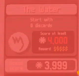A screenshot from Balatro showing a game over screen. The required score is 4000, the achieved score is 3999.