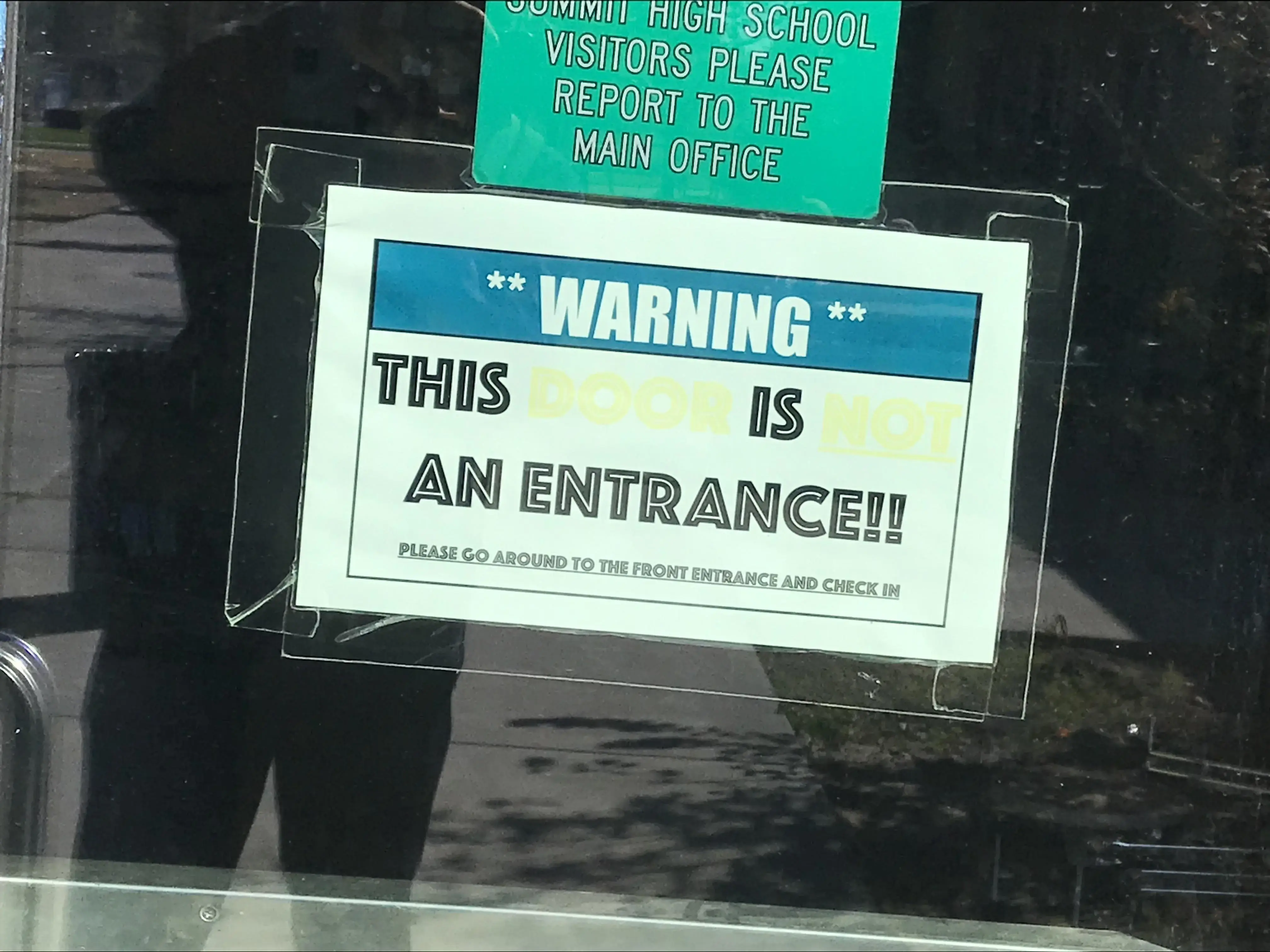 "WARNING: This door is not an entrance!!" vs "WARNING: This is an entrance!!"