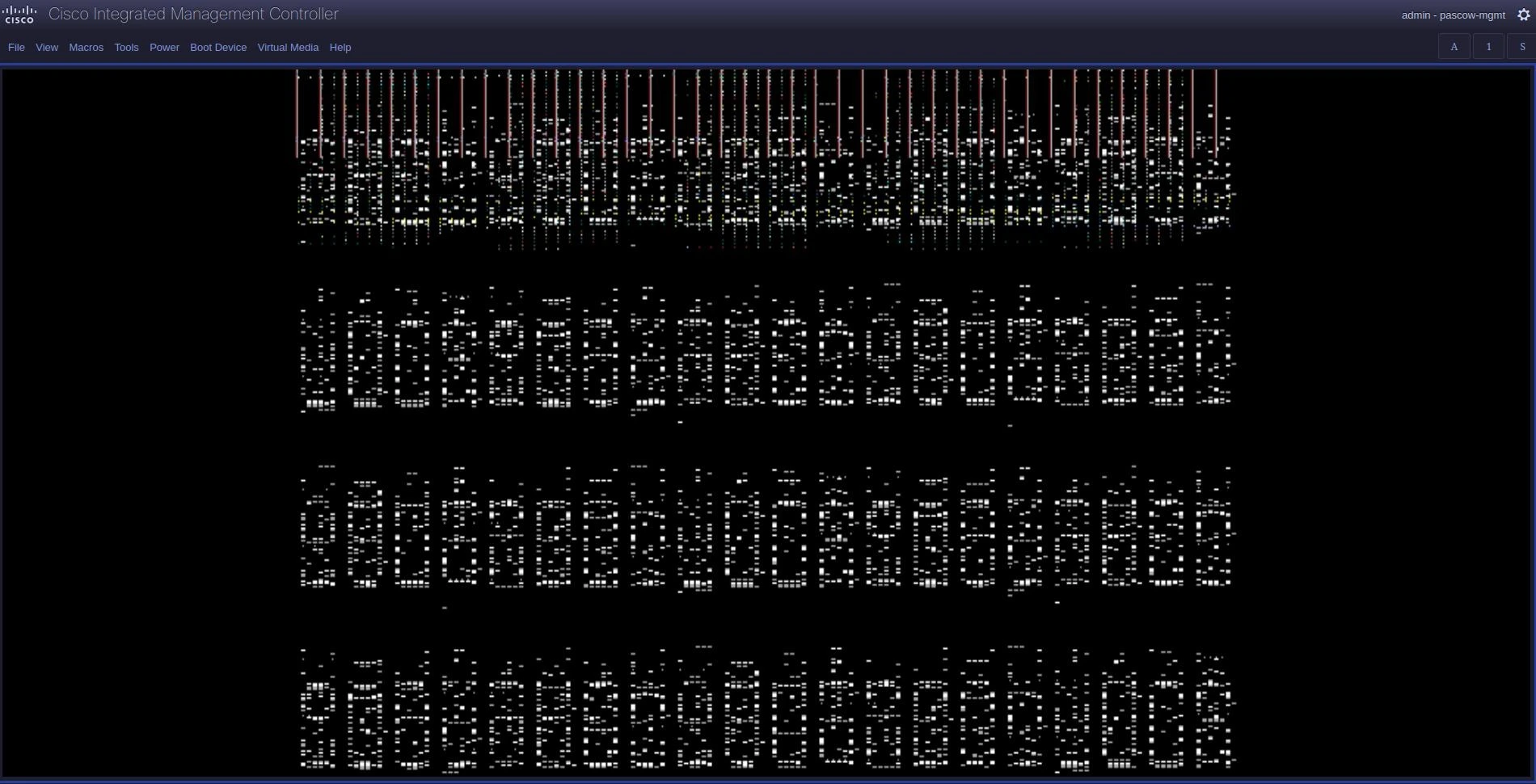 Screenshot of a very fucked up kvm output
