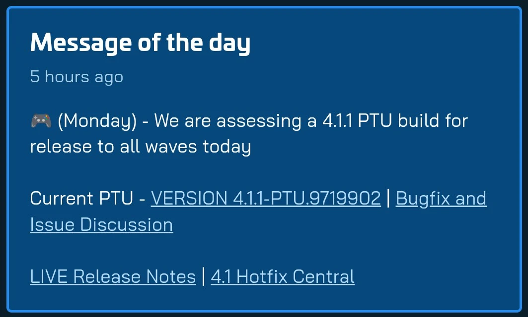 Screenshot of the message of the day. Description has transcription.