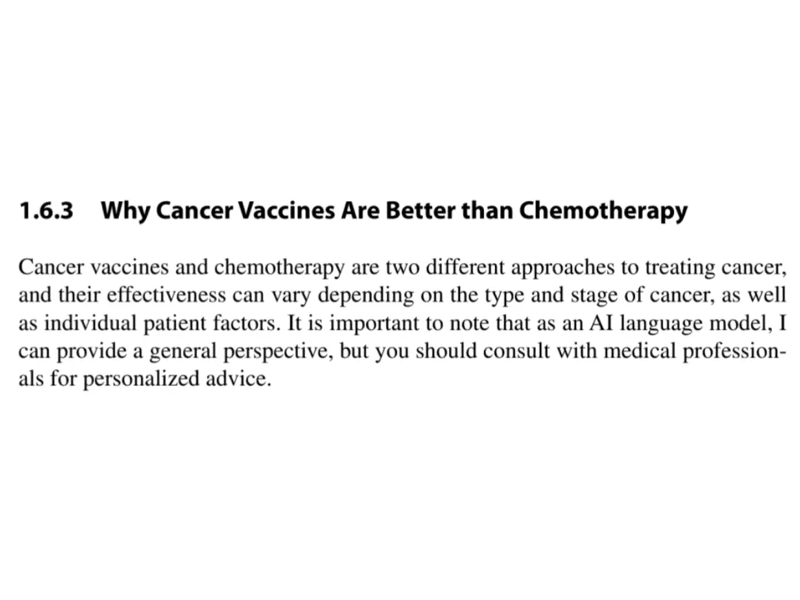 $119 Springer cancer treatments book: ‘As an AI language model …’