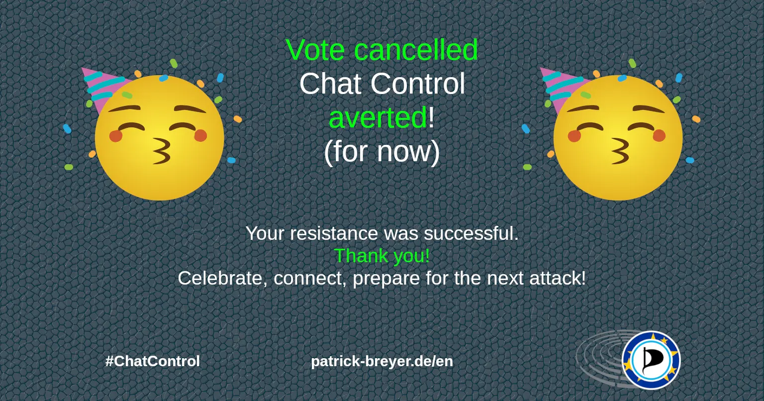 Chat control vote postponed: Huge success in defense of digital privacy of correspondence!