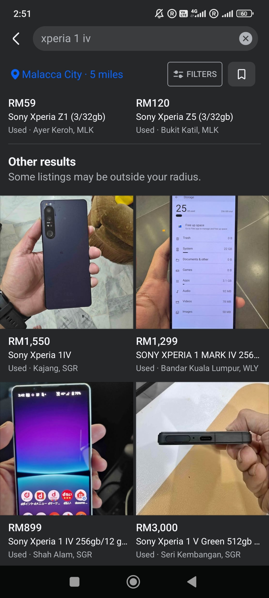Screenshot of fBook market place showing a bunch of phones