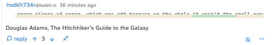 cropped screenshot of the comment above, showing the quote rendered unreadable because of the scroll bar obscuring it