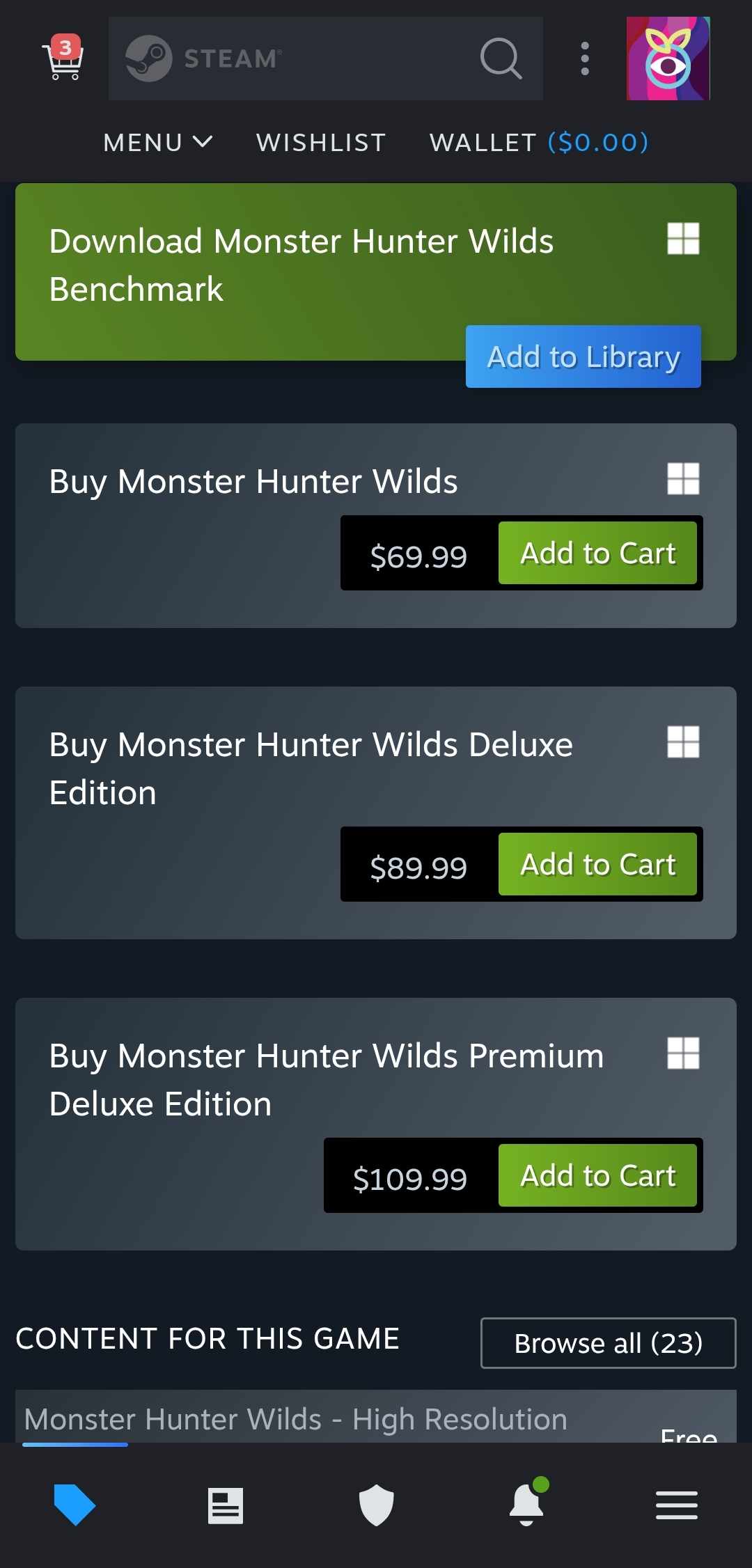 MH: Worlds on PC for example