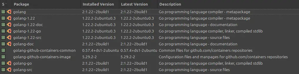 golang files installed on my Linux Mint 22.1 Xfce system