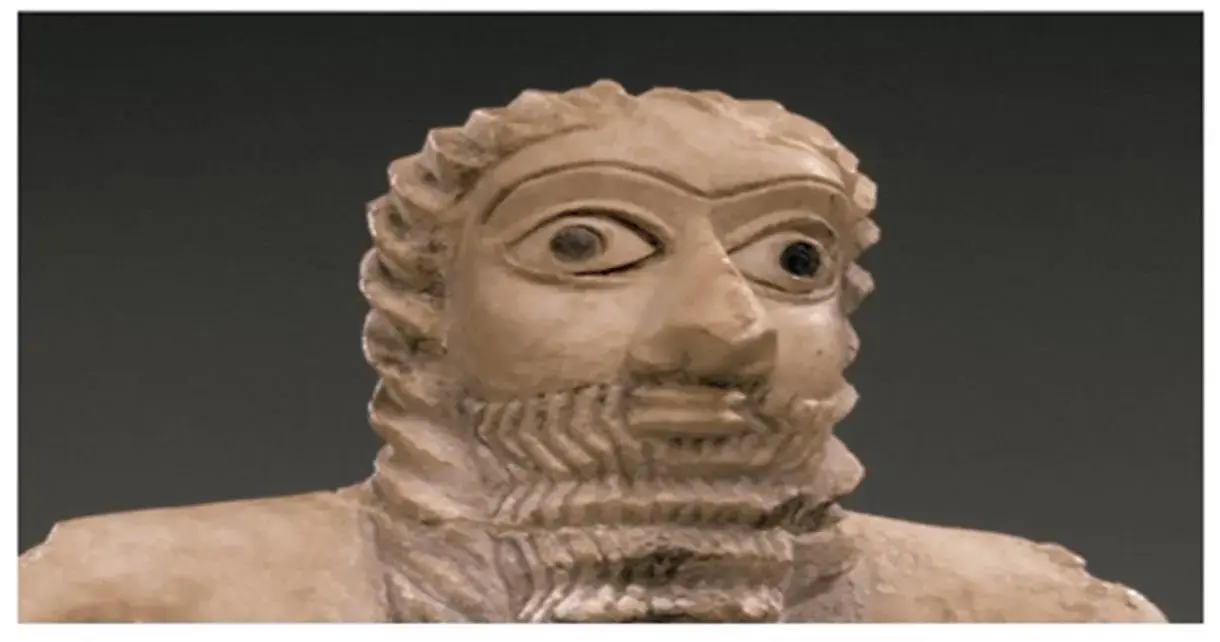 close up picture of a statue of Ea-Nasir. An infamous sumerian copper merchant