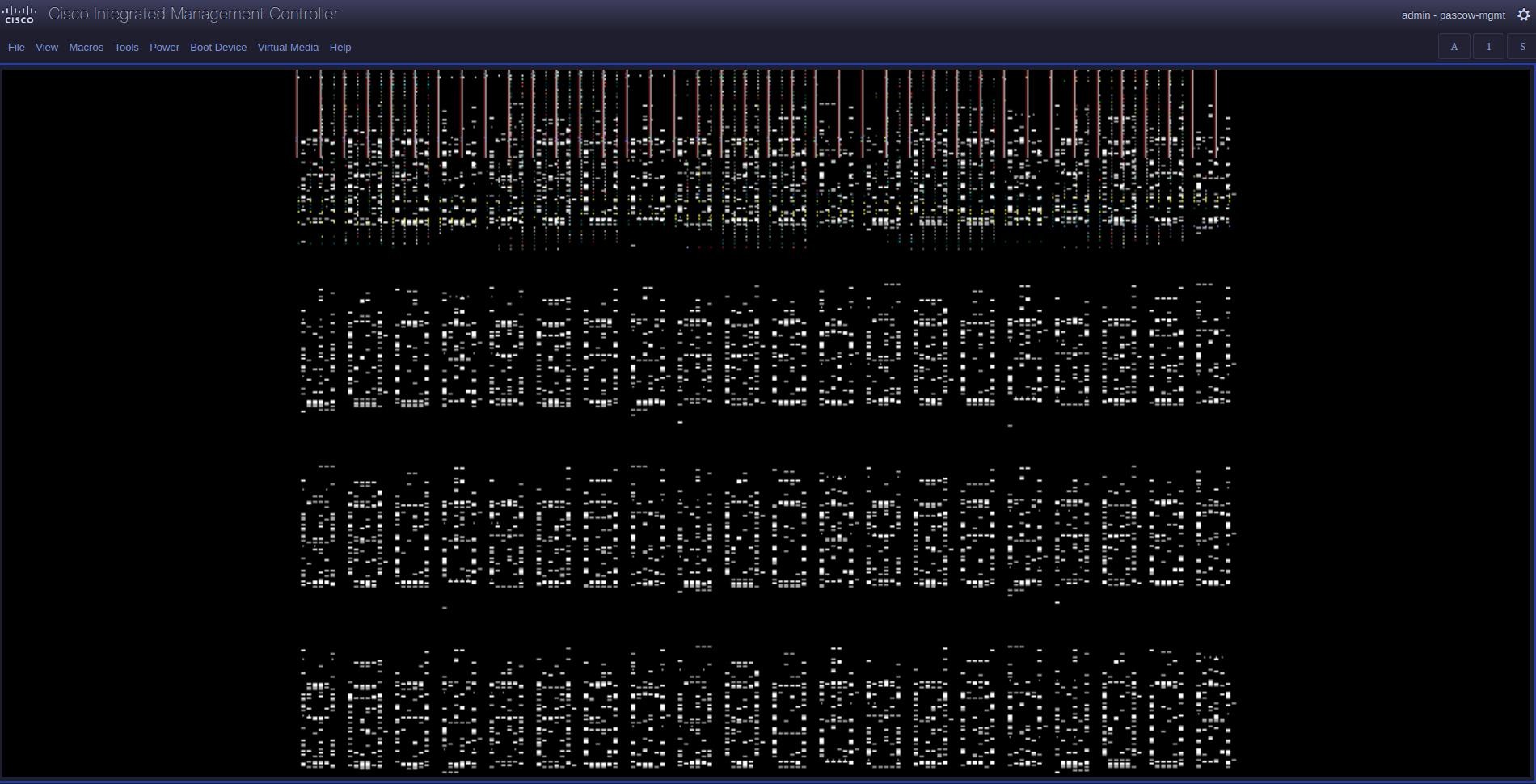 Screenshot of a very fucked up kvm output