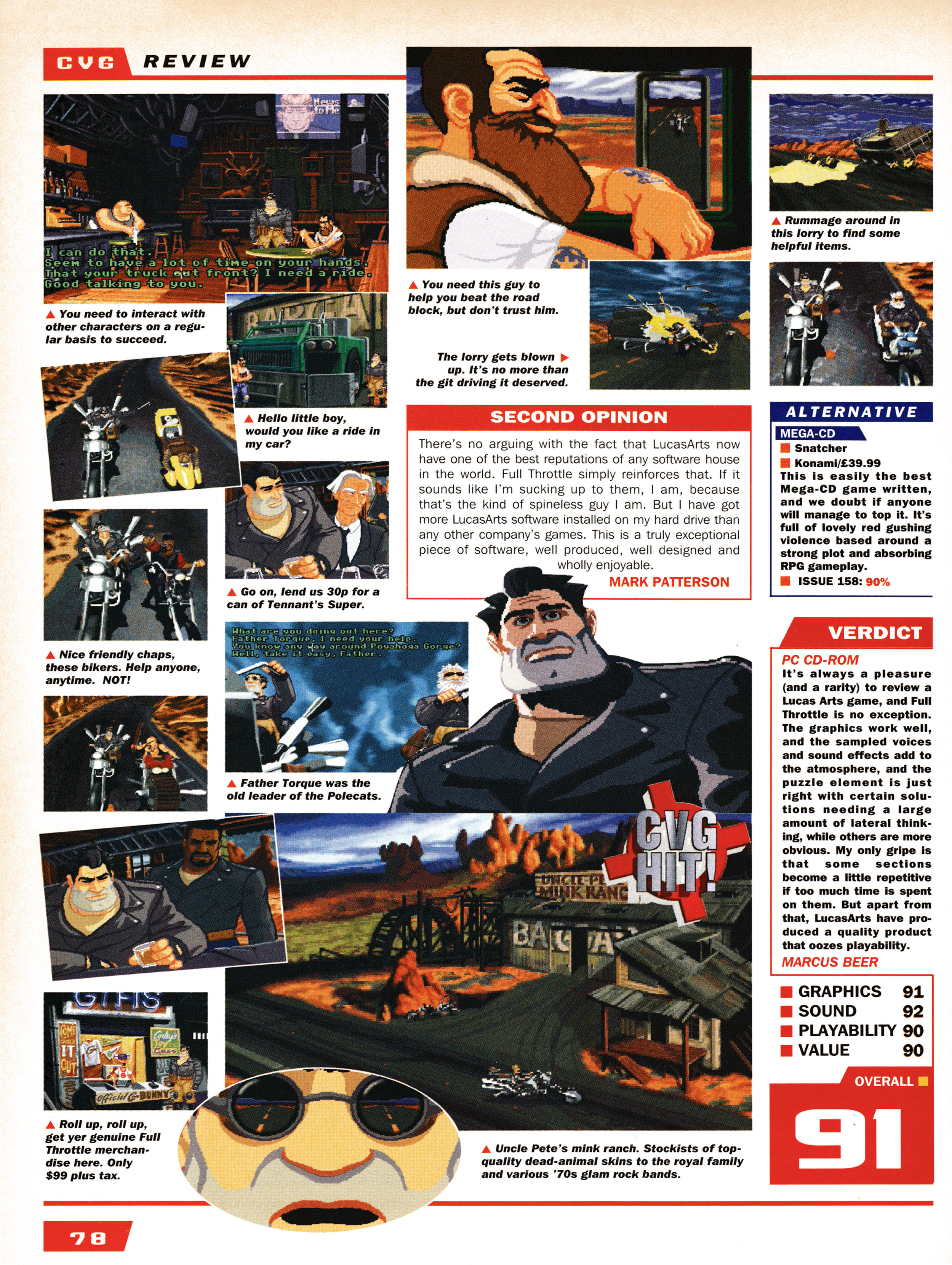 Review for Full Throttle on PC from CVG 163 - June 1995 (UK)

score: 91%