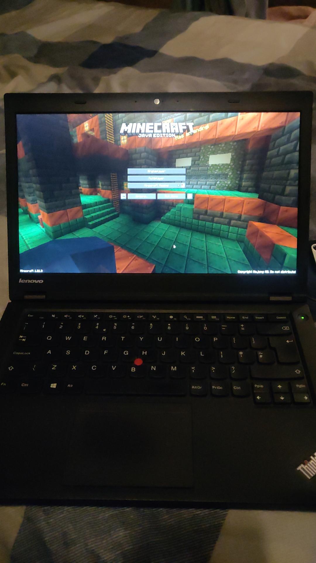 Lenovo ThinkPad showing Minecraft