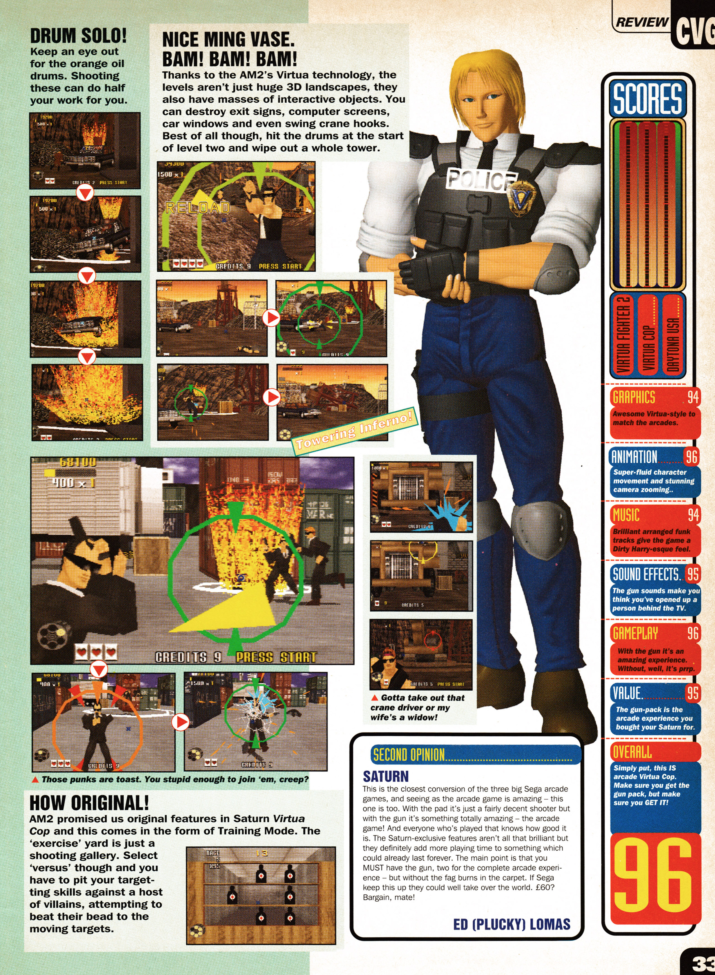 Review for Virtua Cop on Sega Saturn.
Taken from CVG 170 - January 1996 (UK)

score: 96%