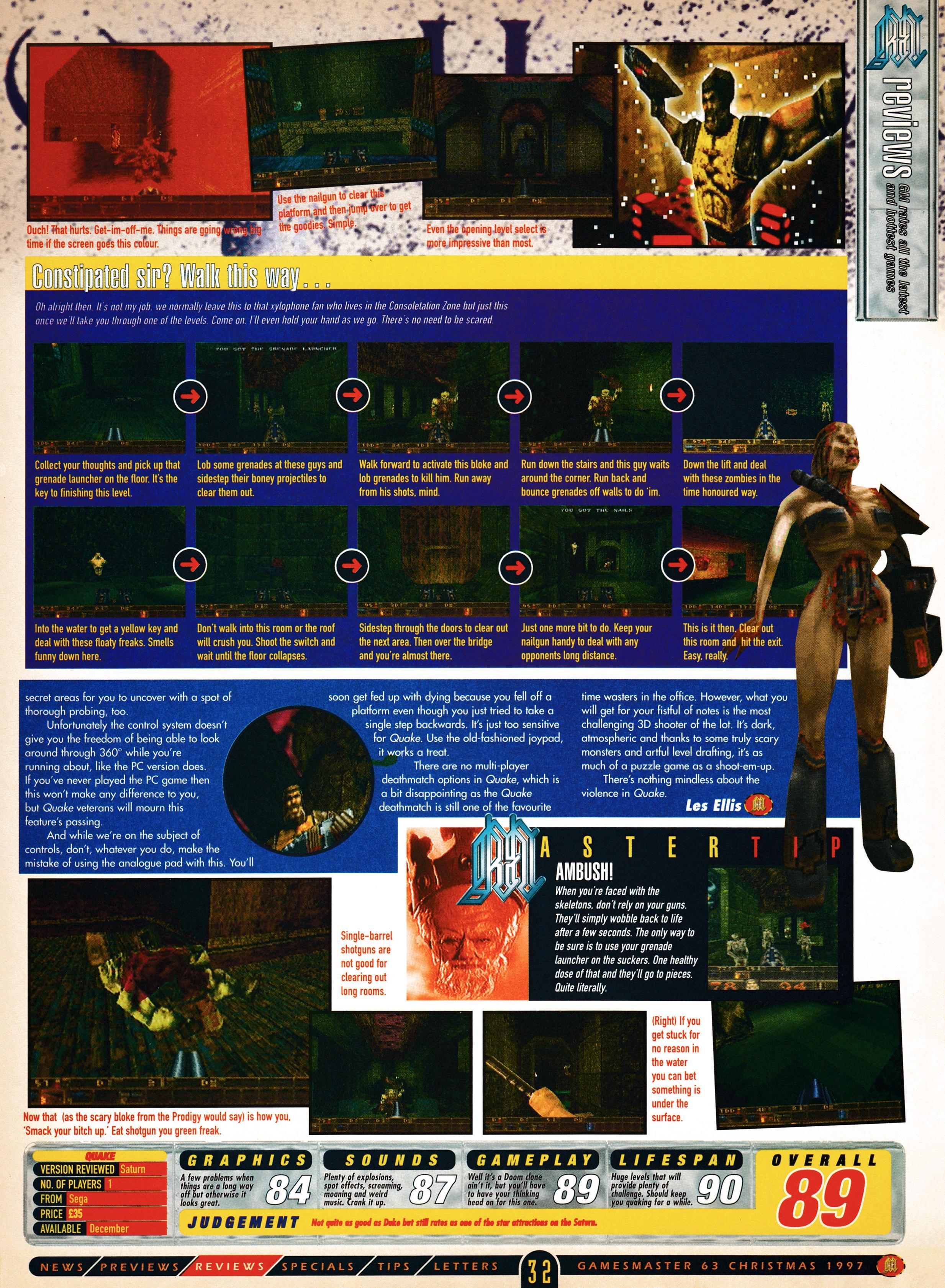 
Review for Quake on Sega Saturn from GamesMaster 81 - May 1999 (UK)

score: 89%