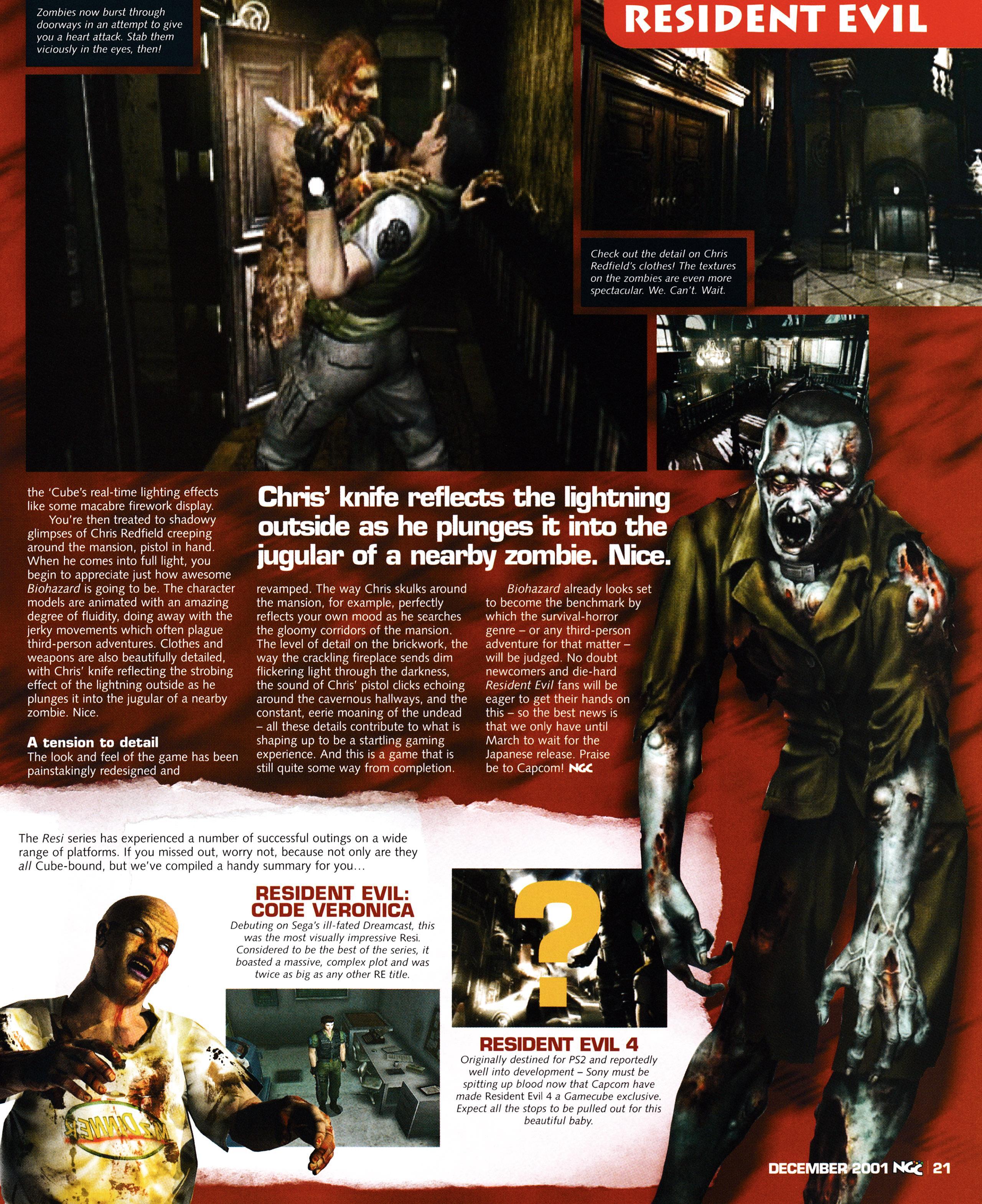 Feature on Resident Evil Remake on GameCube from NGC Magazine 61 - December 2001 (UK)