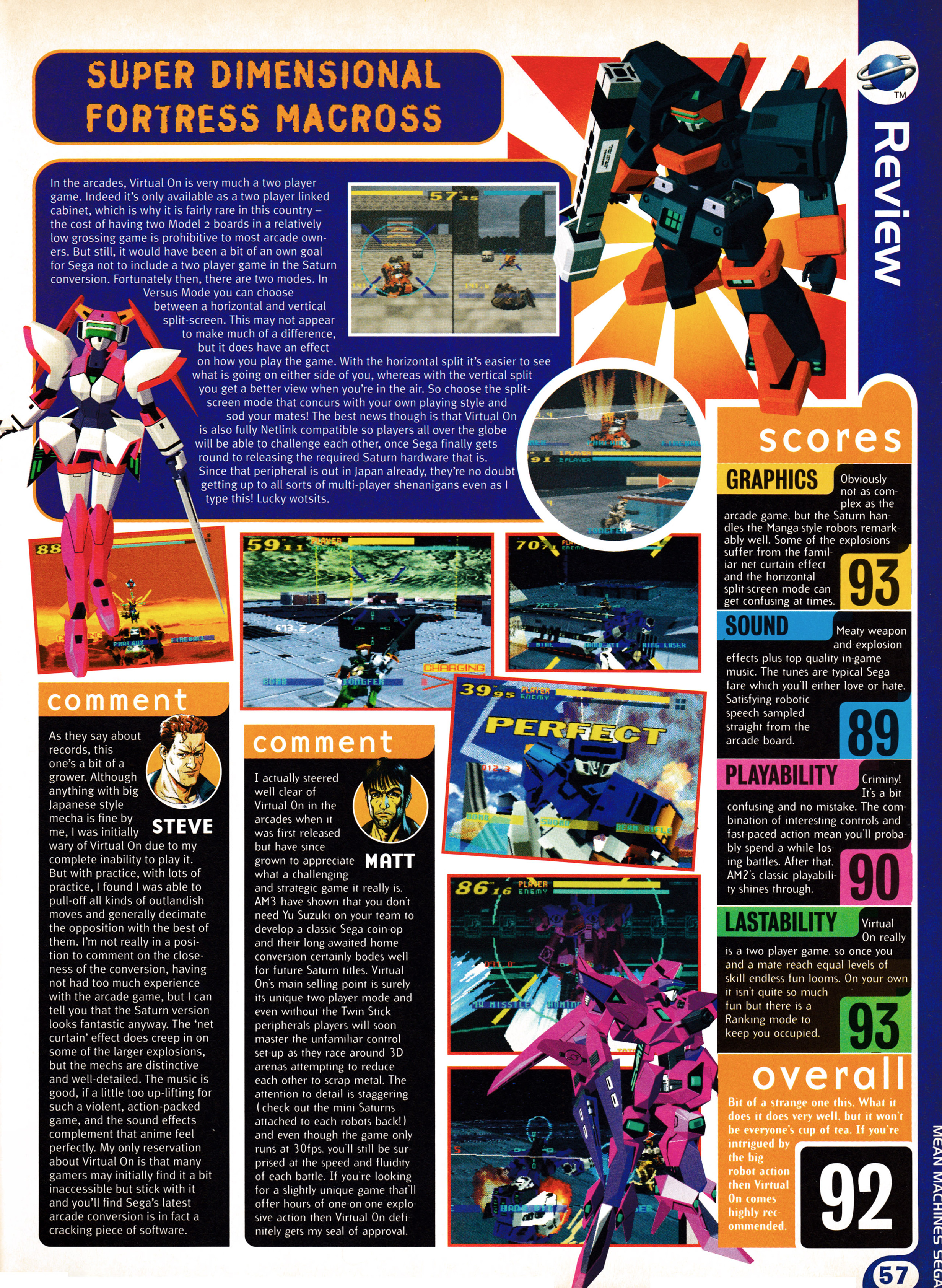 Review for Cyber Troopers Virtual On on Sega Saturn from Mean Machines Sega 51 - January 1997 (UK)

score: 92%