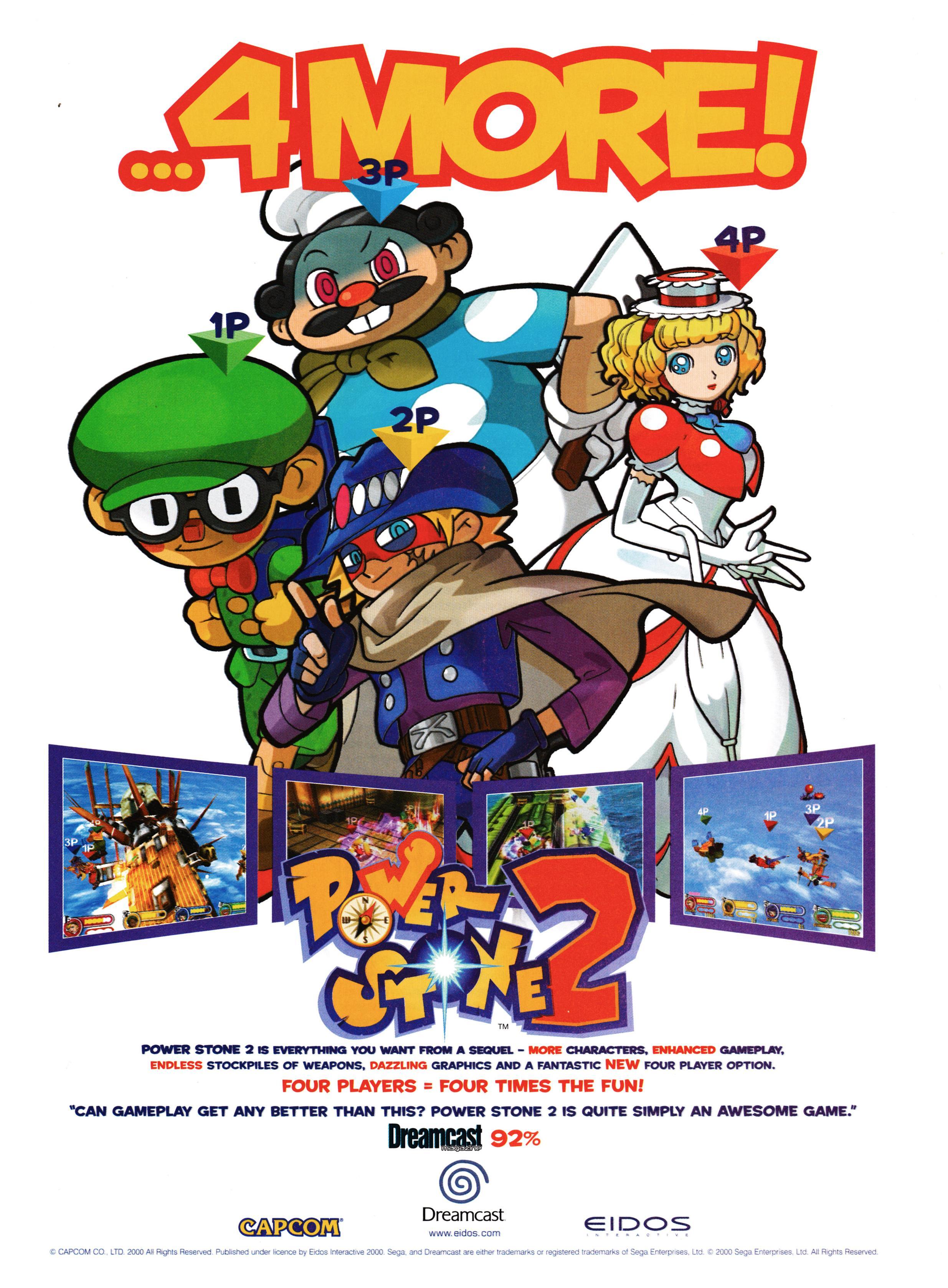 Advertisement for Power Stone 2 on Dreamcast.
Taken from DC-UK 15 - November 2000 (UK)