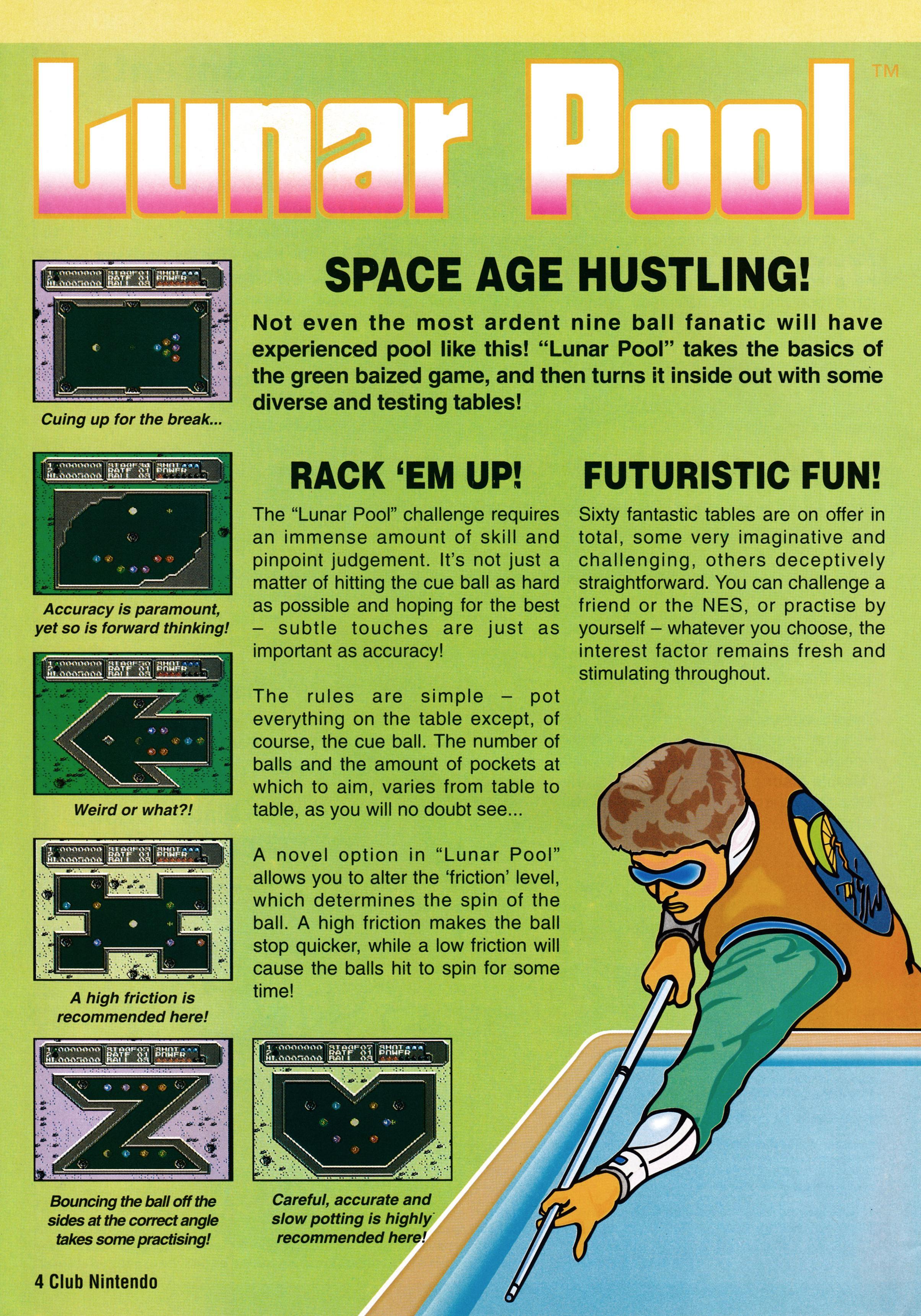 Review for Lunar pool on NES from Club Nintendo Volume 4 Issue 3 - 1992 (UK)